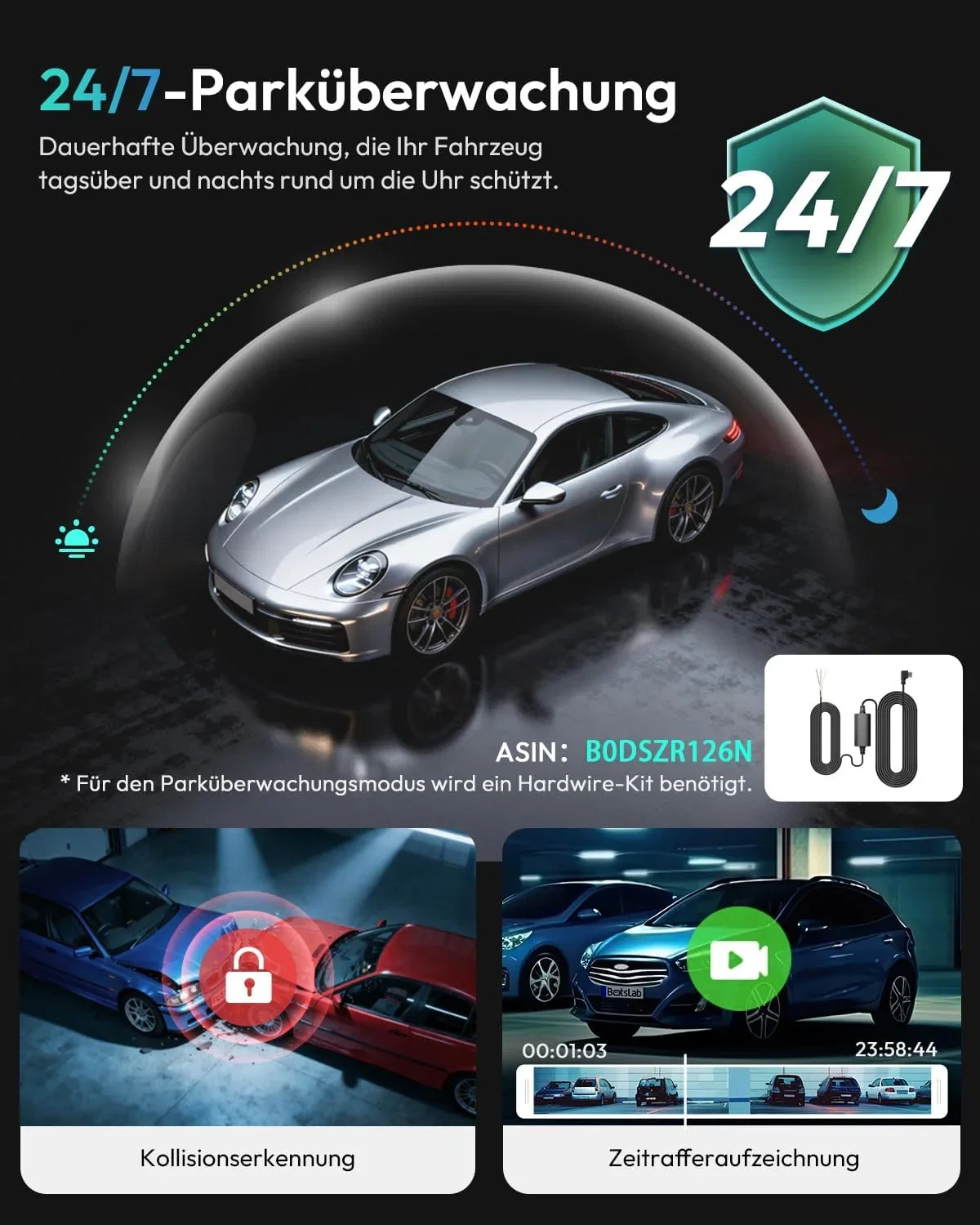 BOTSLAB Auto Dashcam Vorne Hinten 4K Parkueberwachung BOTSLAB Auto Dashcam Vorne Hinten 4K Parkueberwachung