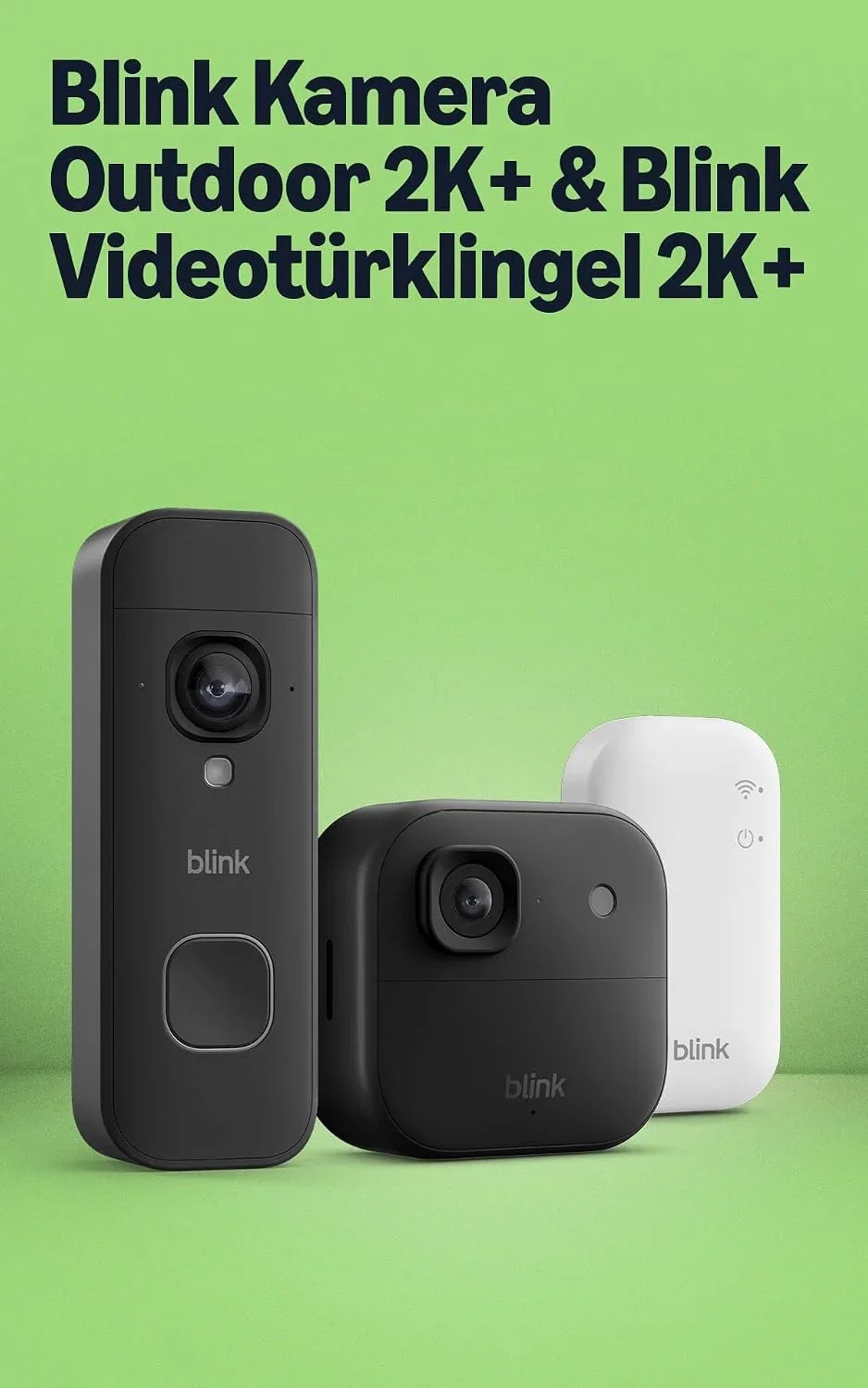 Blink Outdoor 2K+ Kamera mit Blink Videotürklingel 2K+ (neueste Generation) inkl. Sync Module Core