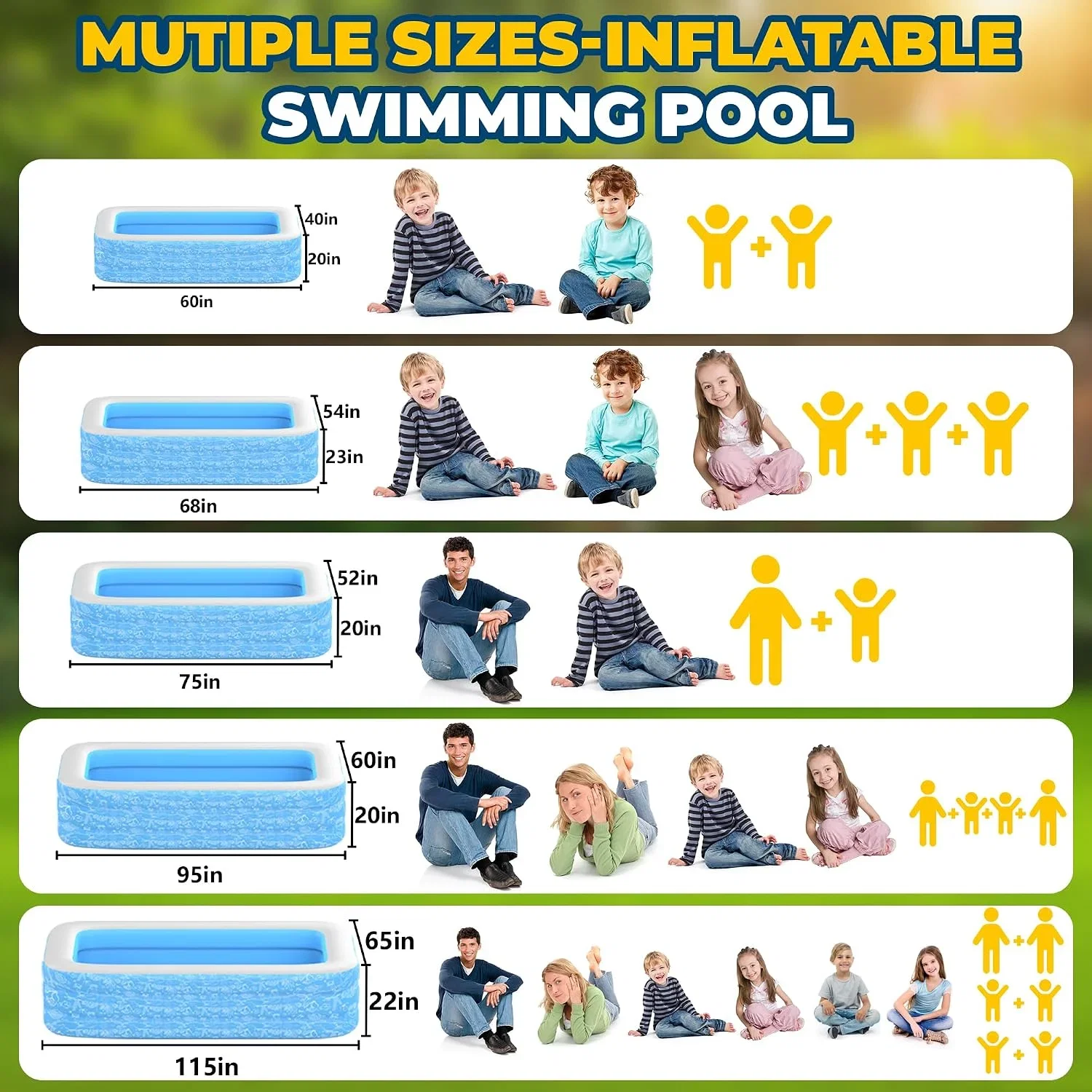 CACSPS Aufblasbare Schwimmbecken 250 x 152 x 51 cm