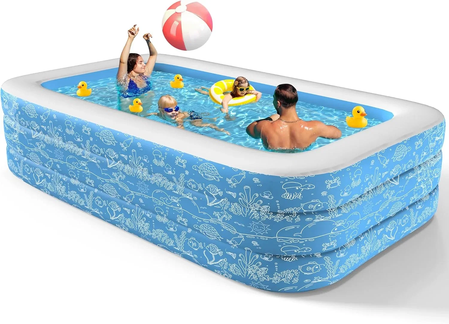 CACSPS Aufblasbare Schwimmbecken 250 x 152 x 51 cm