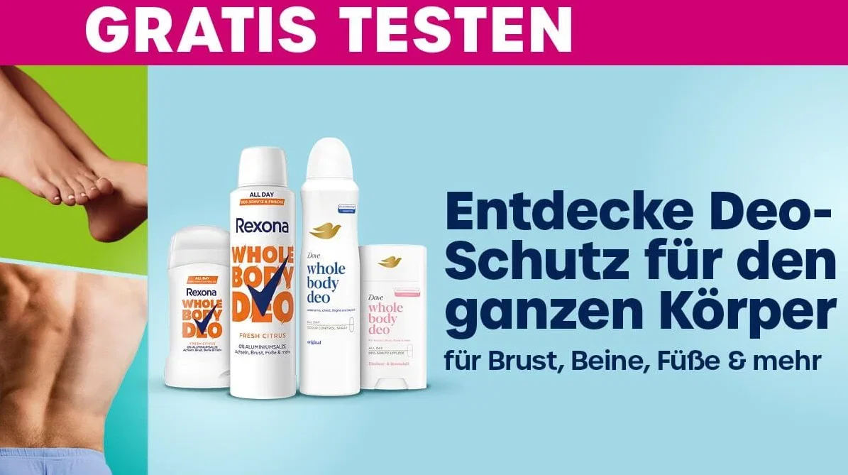 Gratis Testen: Dove und Rexona Whole Body Deo (Nur bei DM)