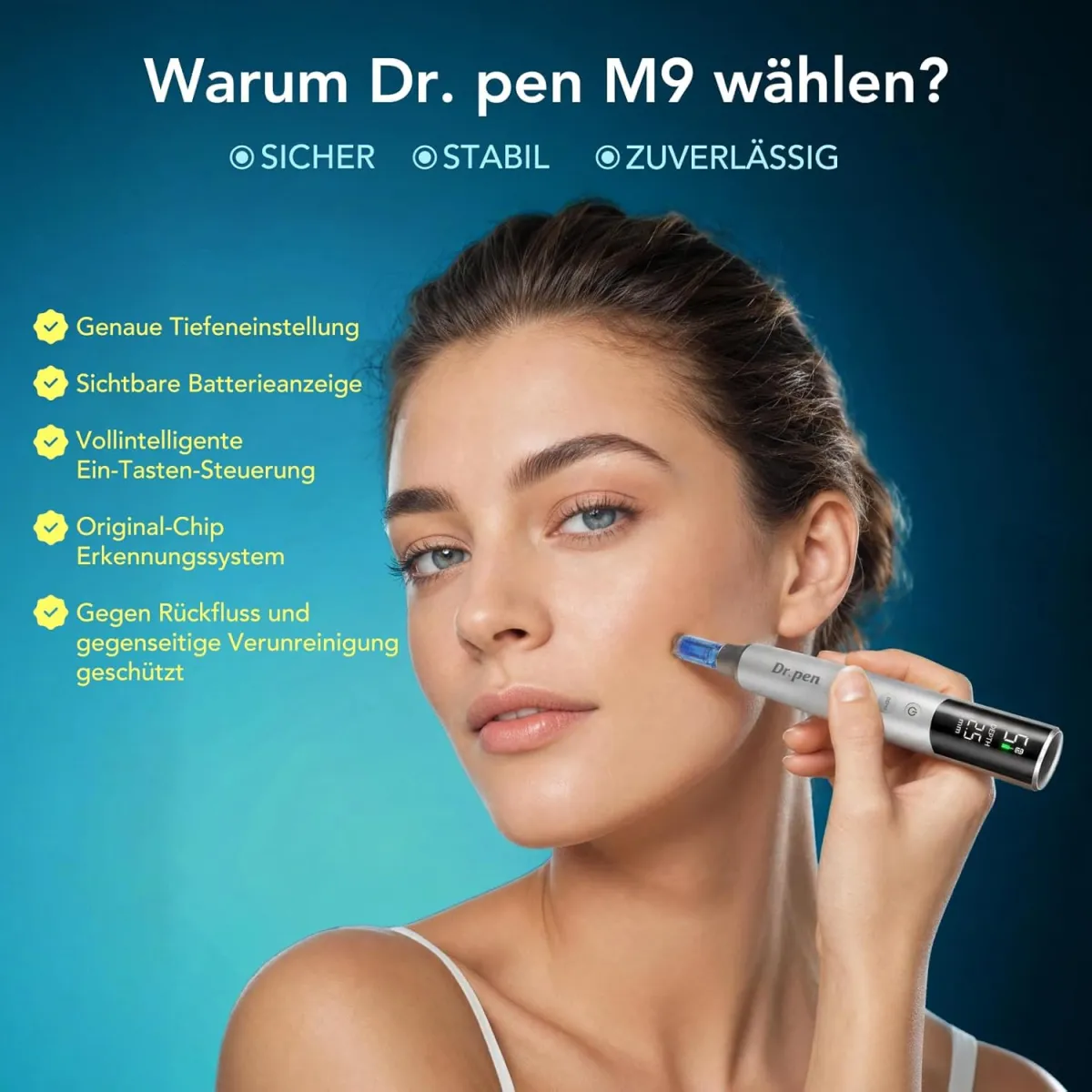 Dr. pen Ultima M9 Dermapen Profi Hautpflege Geschenkset Frau benutzt es Dr. pen Ultima M9 Dermapen Profi Hautpflege-Geschenkset