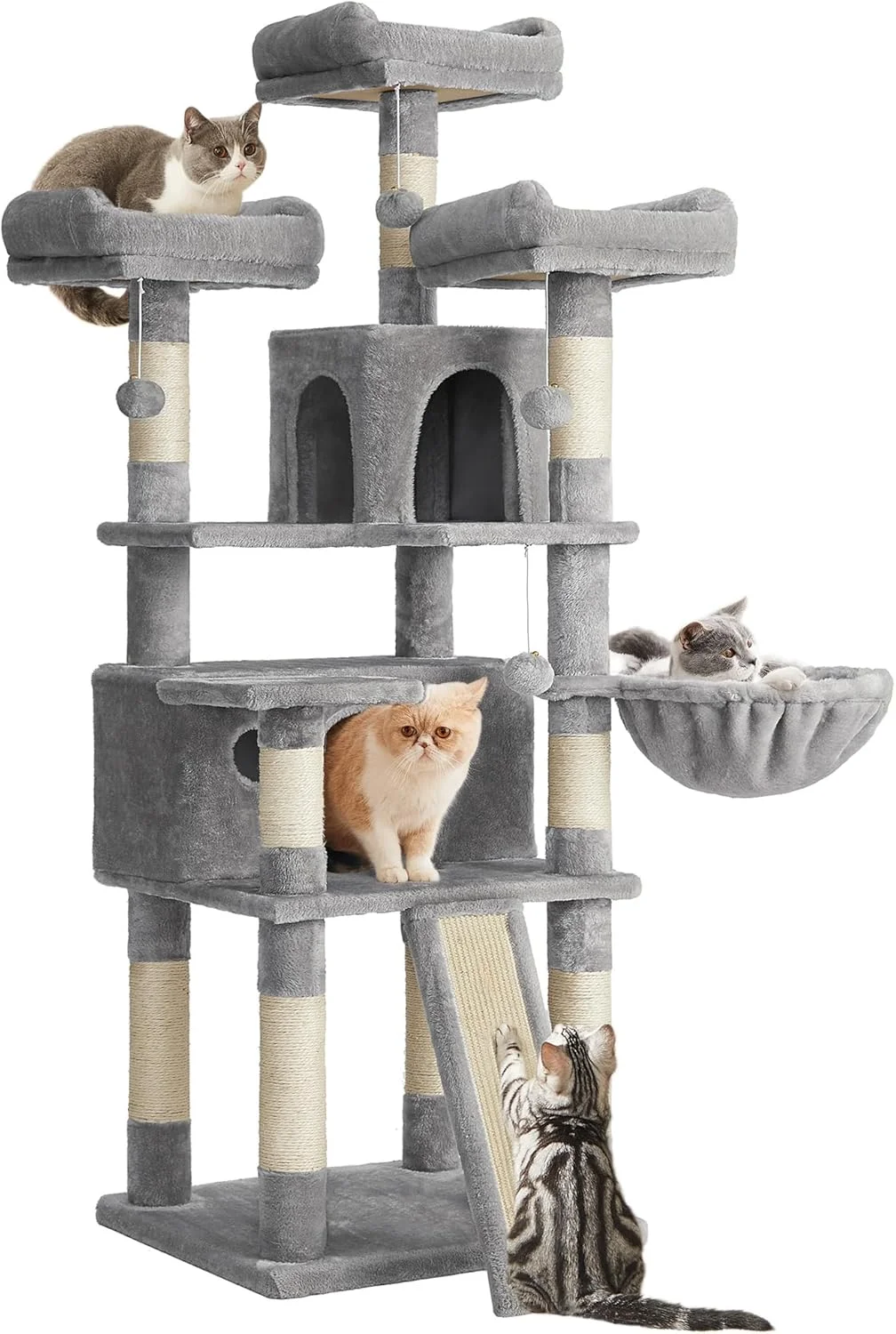 Feandrea Kratzbaum XXL Katzenbaum PCT019W01 (169 cm hellgrau)