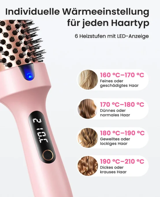 Haokoo Thermal Brush Thermobuerste 38mm fuer Salon Styling in 8 Min Ionische Lockenbuerste Reduziert Frizz um