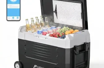 Hcalory Dual-Zonen Auto-Kühlschrank mit Rollen und Kompressor-Kühlung für Camping