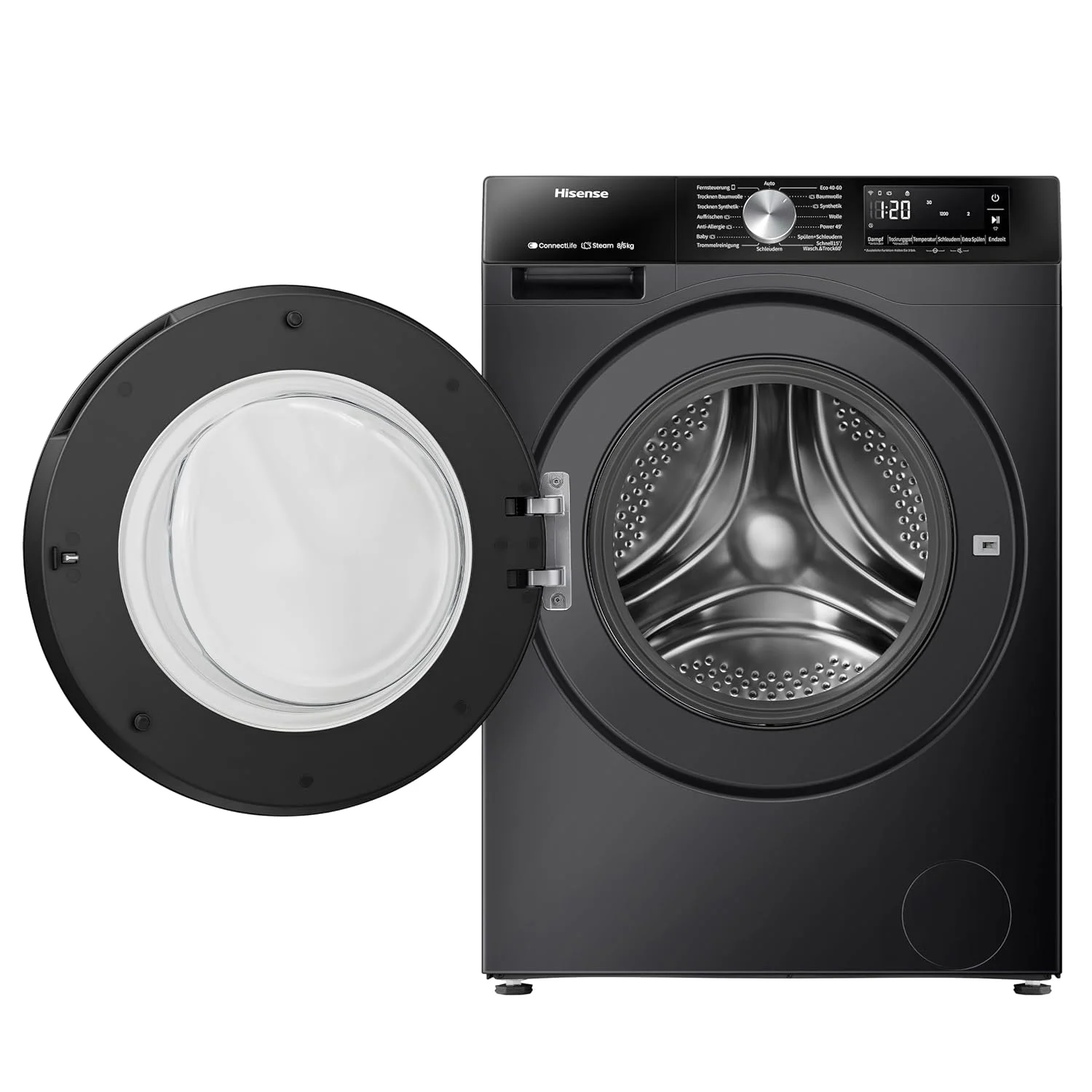 Hinsense WD3S8043BB3 Waschtrockner ConnectLife 16 Programme 8 KG 54 Liter 1400 U min Dampffunktion JetWash Anti Alle B08DMT72F4 5 Hinsense WD3S8043BB3 Waschtrockner