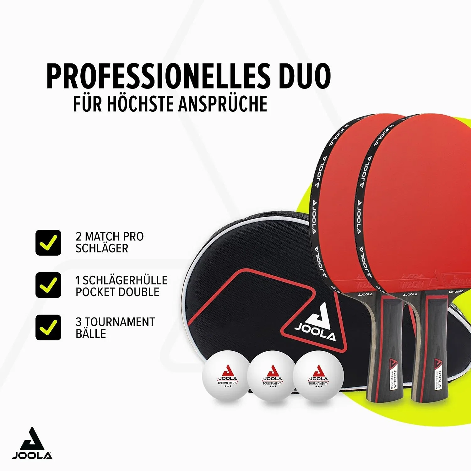 JOOLA Tischtennis Set Duo PRO 2 Tischtennisschlaeger 3 Tischtennisbaelle Tischtennishuelle rot schwarz 6 teilig B095CMWZDZ 2 JOOLA Tischtennis Set Duo PRO 6-teilig
