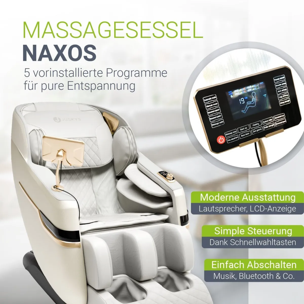 JUSKYS Massagesessel Naxos weiss
