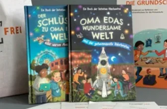 Zwei kostenlose Kinderbücher liegen auf einem Tisch