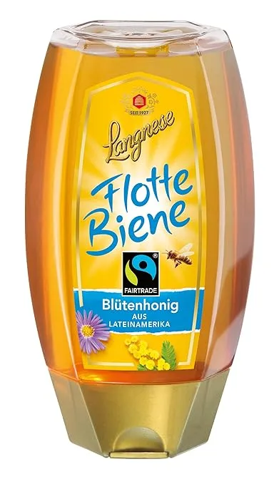 Langnese Flotte Biene Fairtrade Bluetenhonig Langnese Flotte Biene Fairtrade Blütenhonig