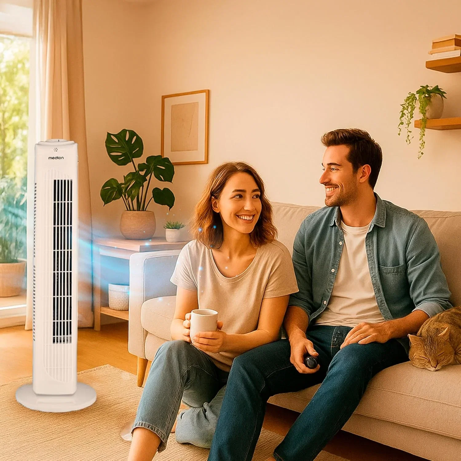 MEDION E11 TF Turmventilator mit Fernbedienung (45 Watt, 2 Farben)