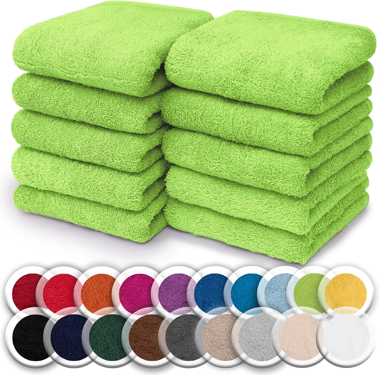 NatureMark Frottee Waschlappen (23 Farben – 10er Set – 100% Baumwolle)