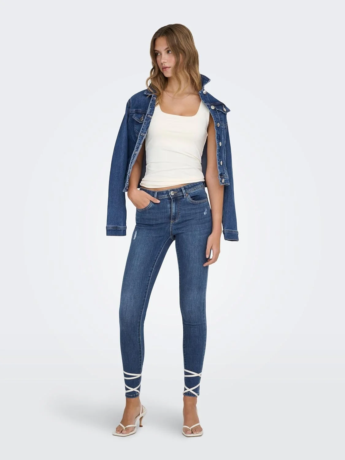 ONLY Female Skinny Jeans ONLWAUW Mittlere Taille Skinny Fit Jeans B08B61Z93B 3