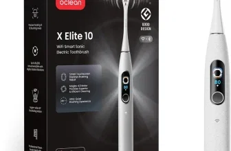 Elektrische Zahnbürste Oclean X Elite 10 in weiß neben ihrer Verpackung