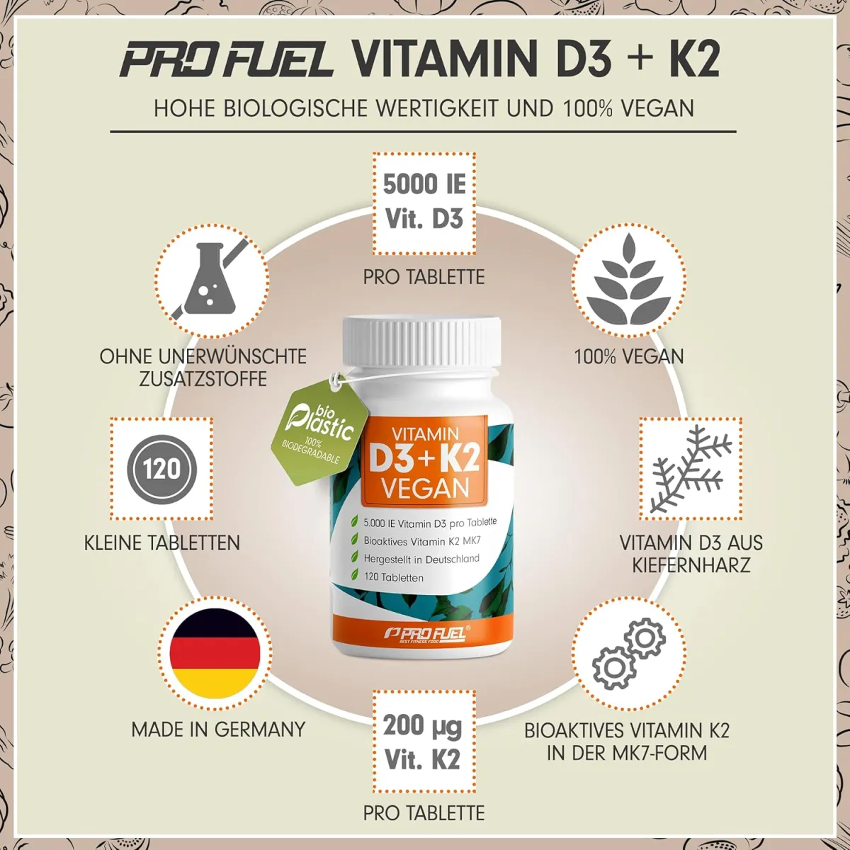 PropFuel Vitamin D3 K2 VEGAN 120 Tabletten