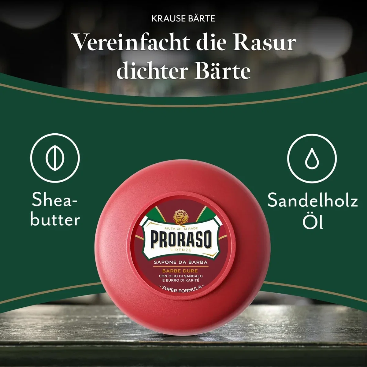 Proraso Shaving Soap inklusive Seifenschale Sandelholz & Sheabutter
