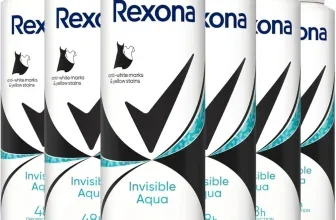 Sechs weiße Deodorant-Sprays mit blauer Schrift und schwarzen sowie türkisfarbenen Elementen auf der Verpackung