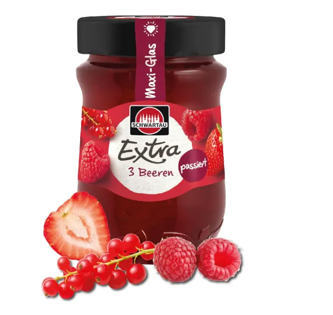 Schwartau Extra 3 Beeren passiert Konfitüre Familiengröße Maxi (600g)