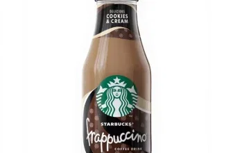 Ein Starbucks Frappuccino Cookie Getränk in einer Flasche mit grünem Deckel