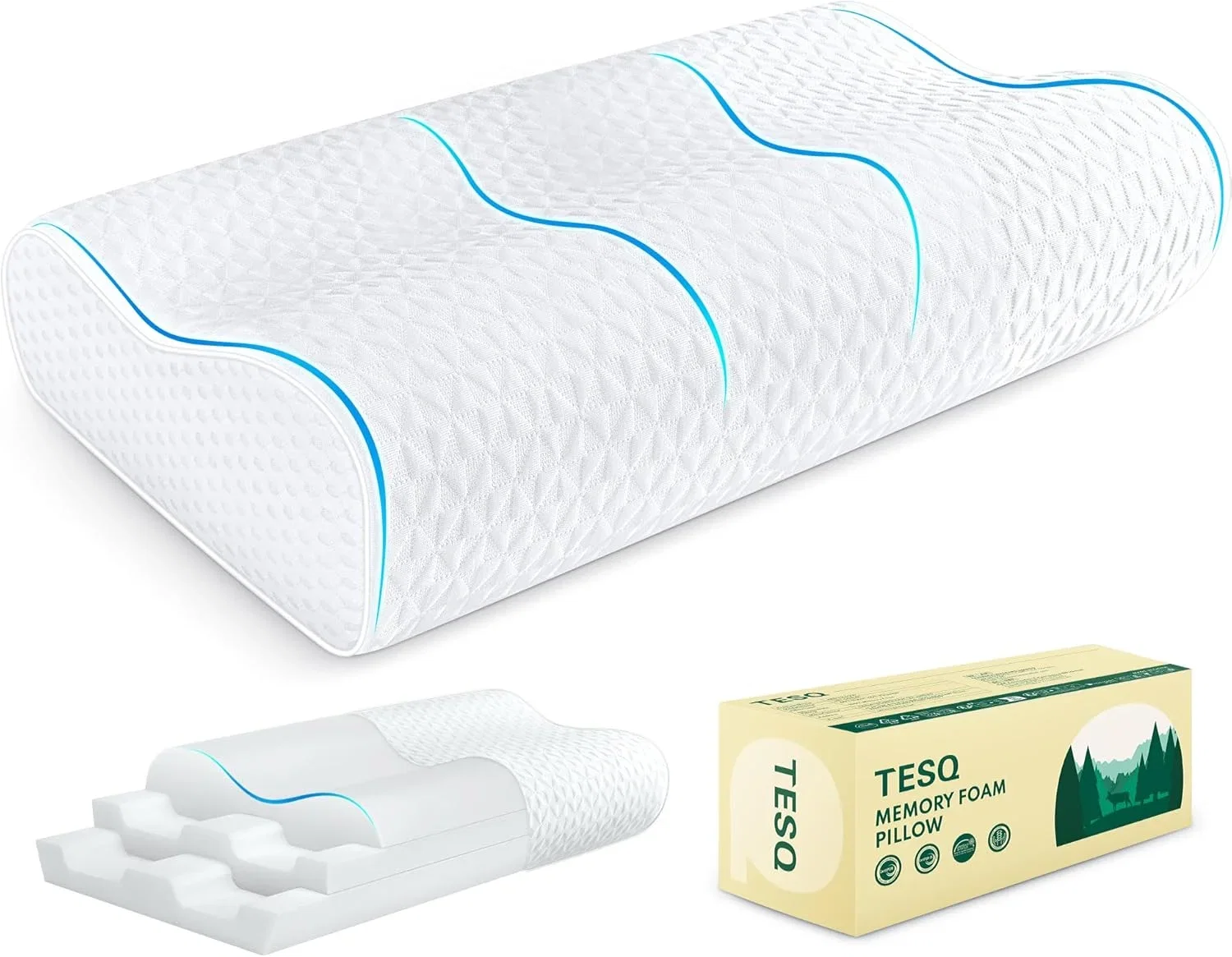 TESQ Ergonomisches Nackenstuetzkissen TESQ Ergonomisches Nackenstützkissen