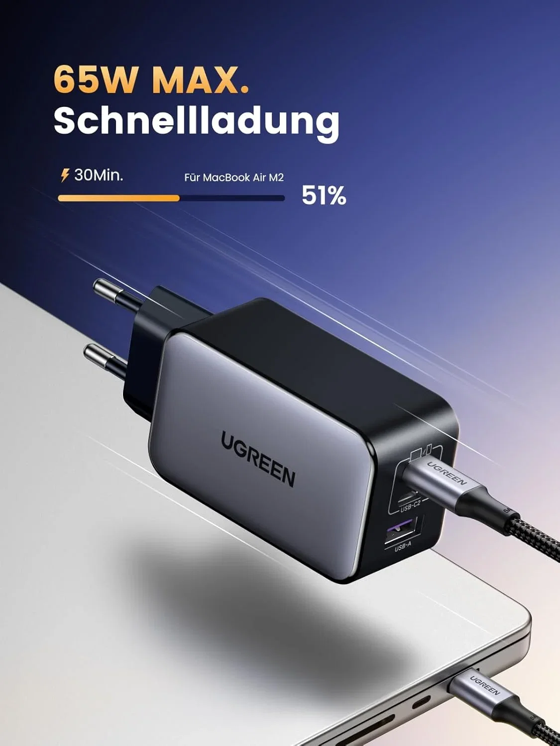 UGREEN Nexode USB C Ladegeraet Macbook UGREEN Nexode USB C Ladegerät GaN 3-Port PD