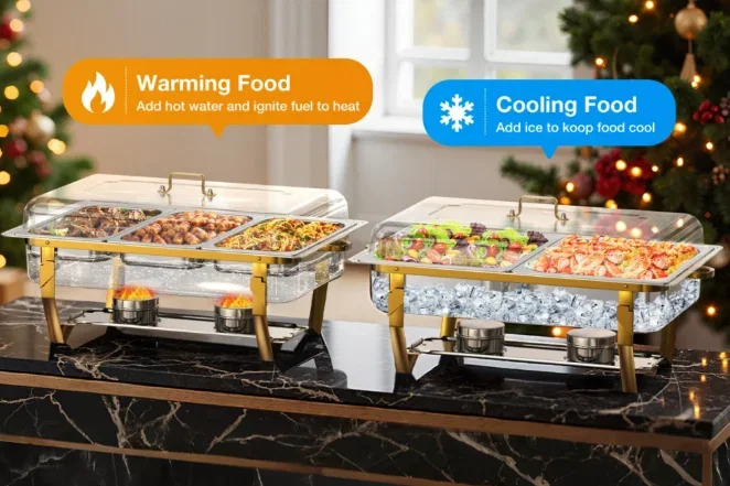 WARMOUNTS 8QT Warmhalteplatten fuer Buffet aus lebensmittelechtem 430 Edelstahl Buffet Set ohne