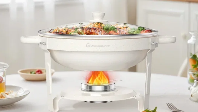 Warmounts white chafing dishes for buffet with glass lid 5qt 2 4pack maifanite coated round chafing Warmounts white chafing dishes for buffet with glass lid 5qt 2 4pack maifanite coated round chafing