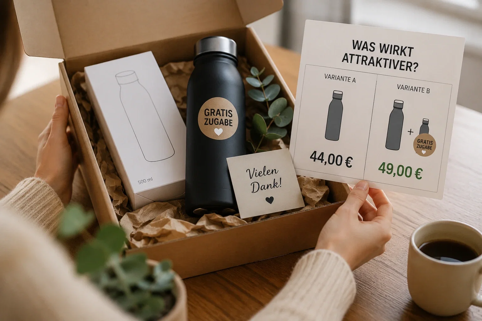 Kaffeemaschine mit kostenloser Zugabe als Beispiel für den Gratis-Effekt