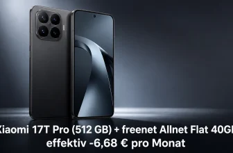 Ein schwarzes Xiaomi 17T Pro mit aktivem Display