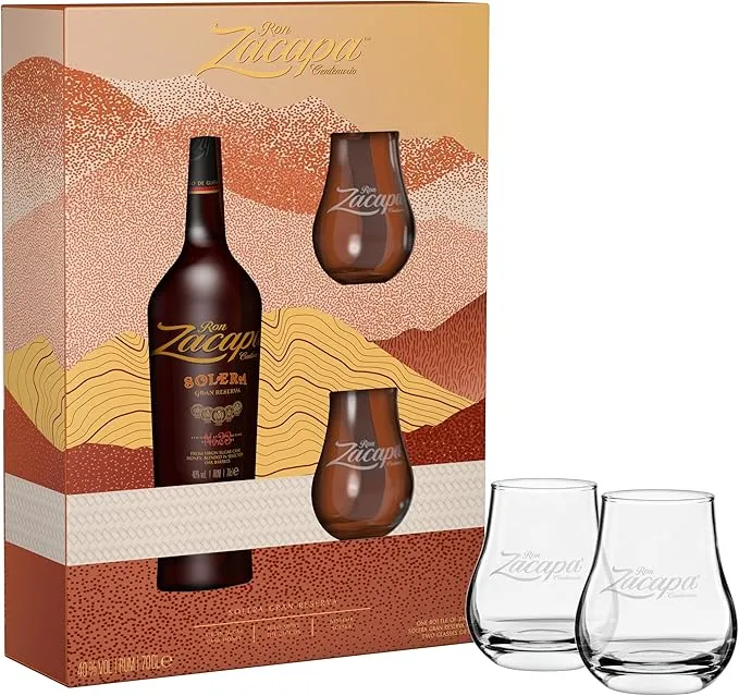 Zacapa Solera Gran Reserva Exquisiter Rum Geschenkset mit zwei Glaesern Zacapa Solera Gran Reserva Exquisiter Rum Geschenkset mit zwei Gläsern