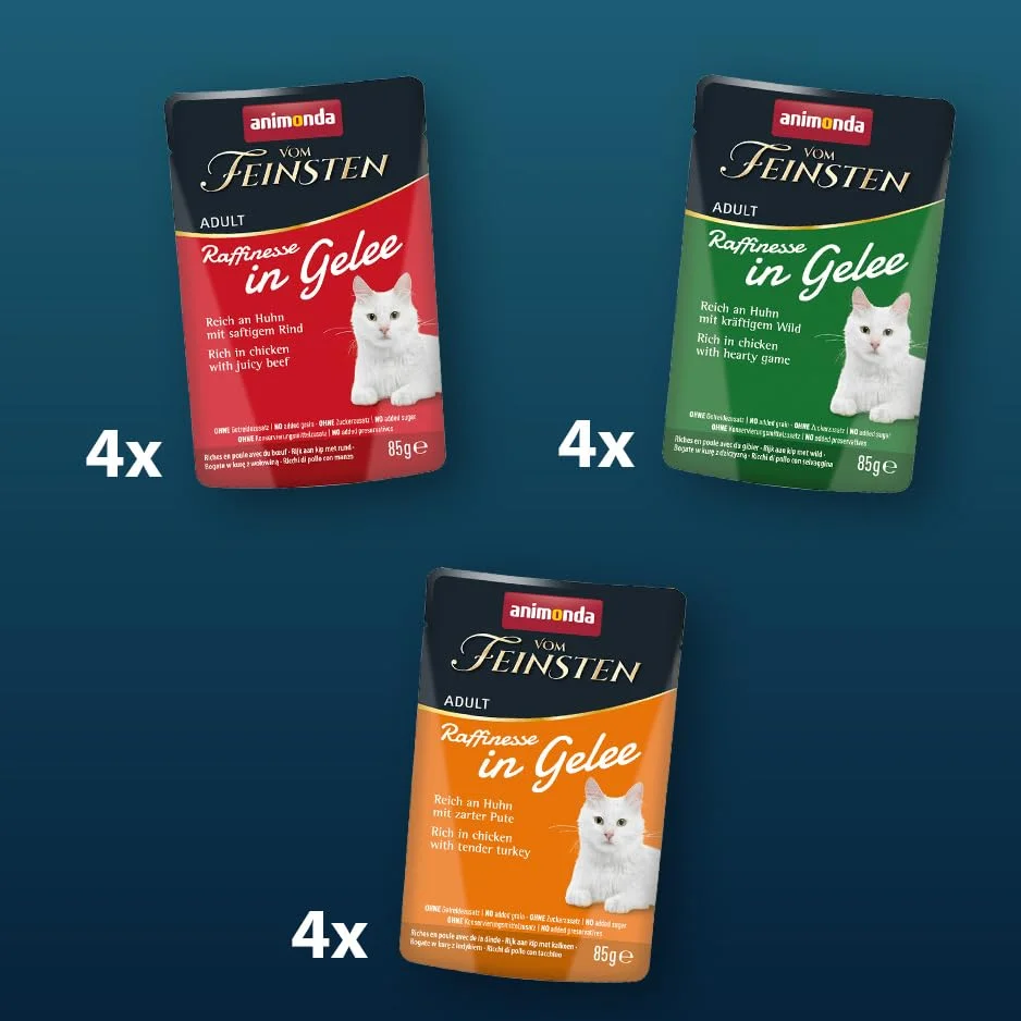 animonda Vom Feinsten Adult Raffinesse Katzenfutter in Gelee Mixpack aus dem Wasser 12 x 85 g Nassfutter mit Taurin B0FHPZMXSL 2 animonda Vom Feinsten Adult Raffinesse Katzenfutter im Gelee Mixpack asu dem Wasser 12er Pack