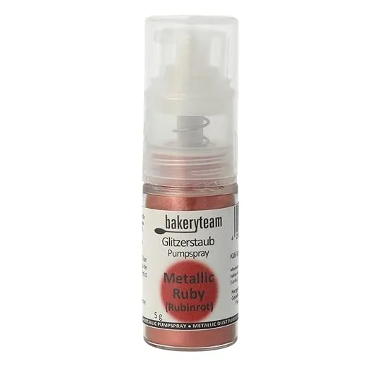 bakeryteam veganes Metallic Dust Ruby Pump Puder ohne Treibmittel fuer einen gleichmaessigen rubinroten Glanz auf allen Backkreationen und anderen Lebensmitteln bakeryteam veganes Metallic Dust Ruby Pump Puder ohne Treibmittel fuer einen gleichmaessigen rubinroten Glanz auf allen Backkreationen und anderen Lebensmitteln