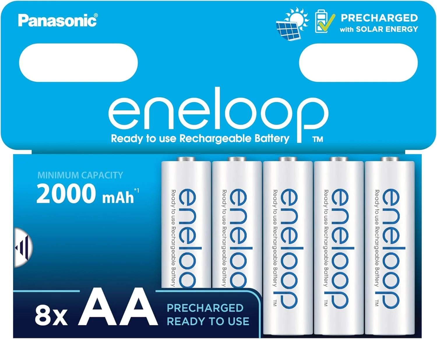 Panasonic eneloop AA BK-3MCDE/8BE 8er Pack (2000 mAh, wiederaufladbar, 2100 Ladezyklen)