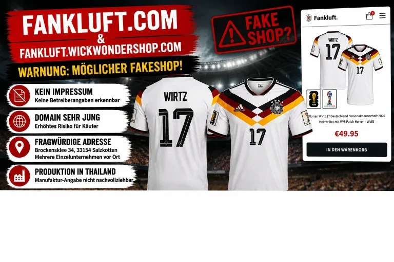Fankluft.com Erfahrungen 2026: Warnsignale bei Trikot- und Fanartikel-Shop