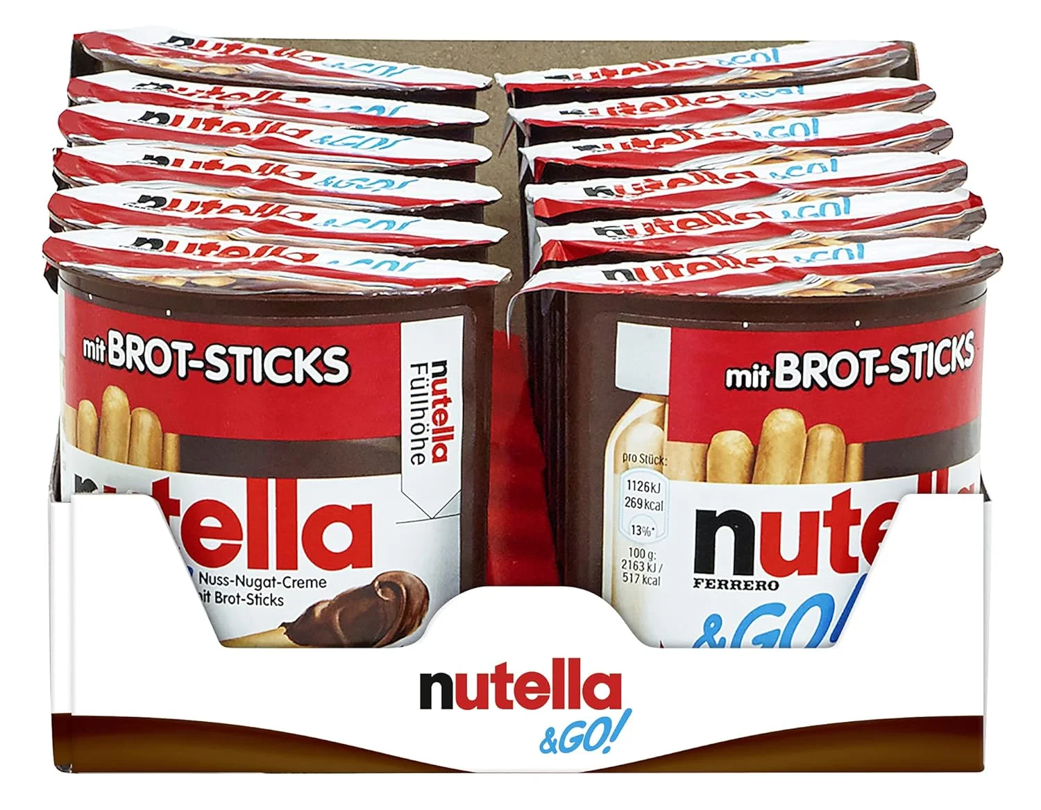 3x nutella & GO! – Knusprige Brot-Sticks und Nuss-Nugat-Creme 12er Pack (12x52g)