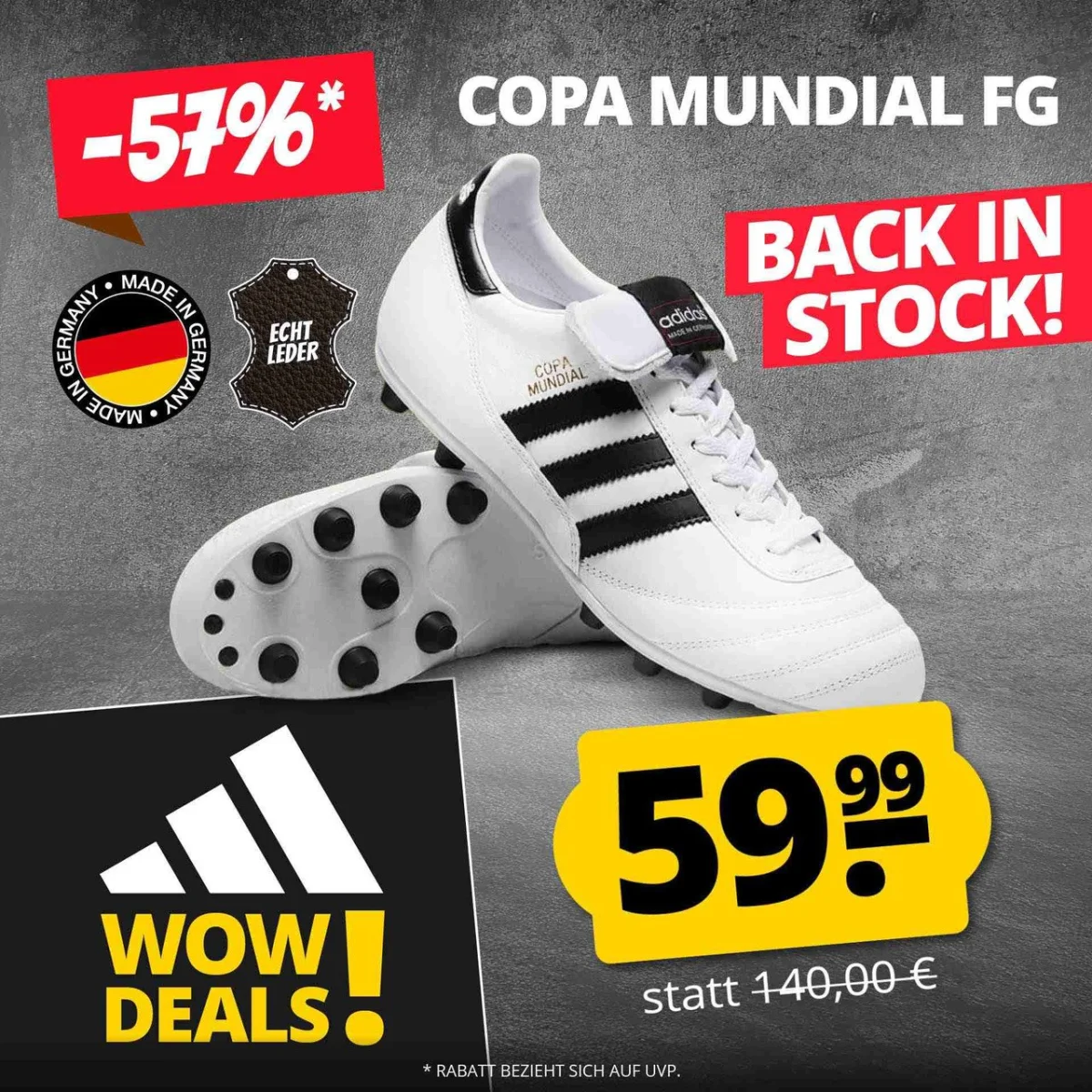 adidas Copa Mundial Fg Känguruleder Fußballschuhe ID4050 (Gr. 36 bis 48) + Füllartikel