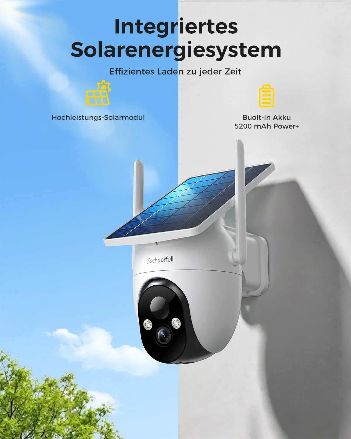 2K Überwachungskamera Aussen Solar (7 Farben)