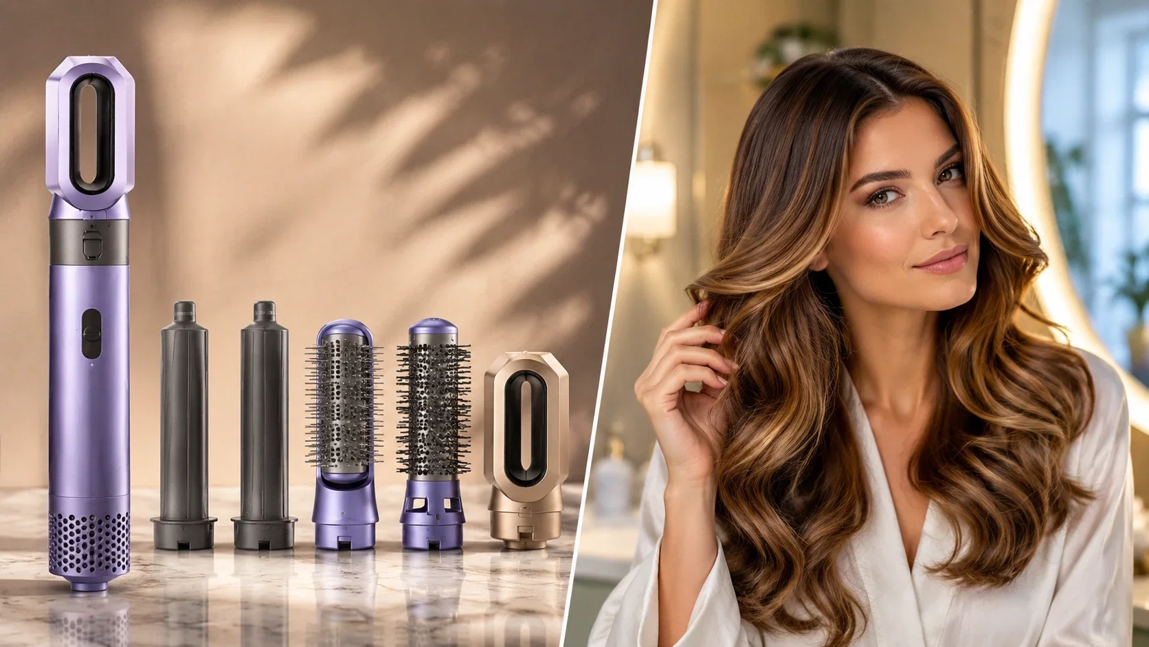 ALDI Ambiano 5-in-1 Multistyler mit fünf Aufsätzen und gestylten Locken