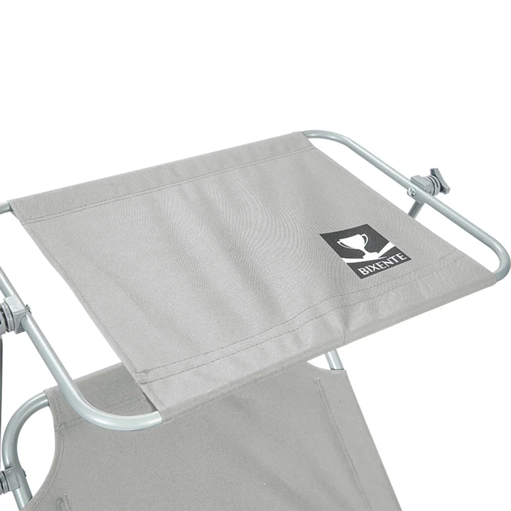 2x BIXENTE Klappbare Gartenliege mit Sonnenschutz 188 cm 2er-Set Grau