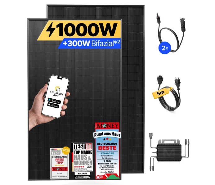 Balkonkraftwerk 1000W 800W Solaranlage Steckerfertig WIFI Komplettset
