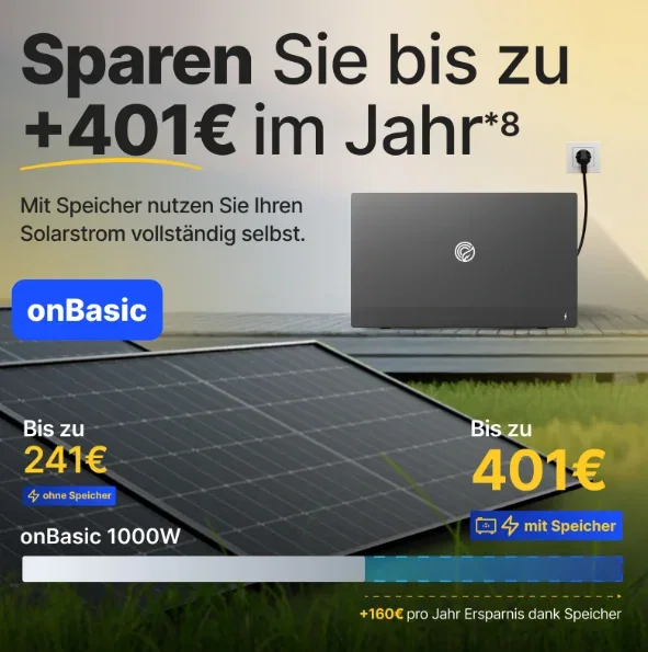 Balkonkraftwerk 1000W/800W Solaranlage + 30 € Filialgutschein