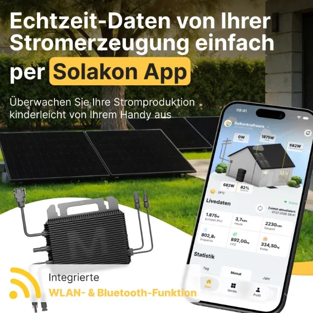 Balkonkraftwerk 1000W 800W Solaranlage Steckerfertig WIFI Komplettset Photovoltaik Anlage