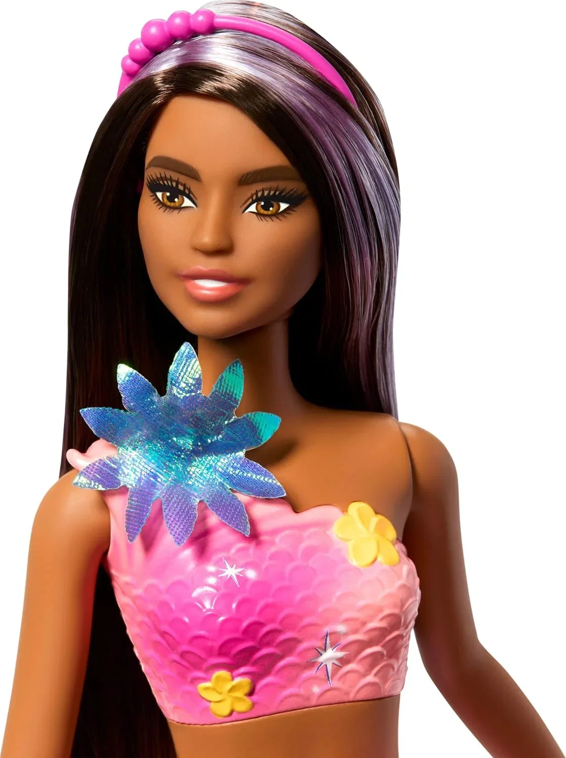 Barbie Meerjungfrauen Spielzeugpuppe mit magischer Ueberraschungsbluete Schwanzflosse mit Farbverlauf perlenbesetztem Ha B0DMWQX8QM 5