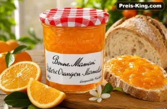 Bonne Maman Bittere Orangen Marmelade 370g Glas mit Brot und Orangen