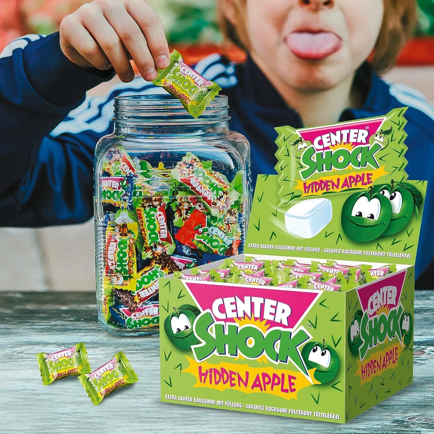 Center Shock Hidden Apple Box mit 100 Kaugummis