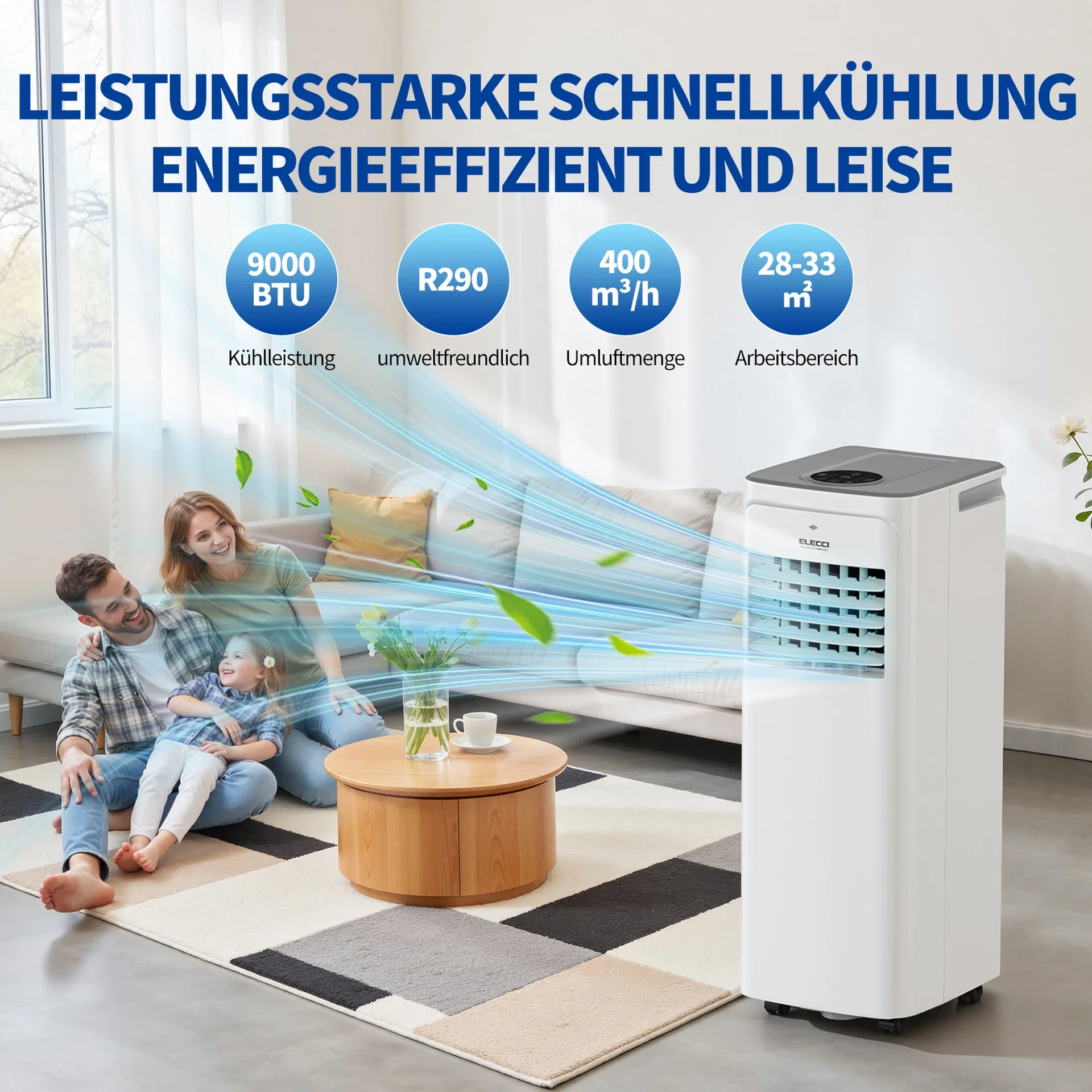 ELECCI 9000 BTU Mobile Klimagerät 4-in-1
