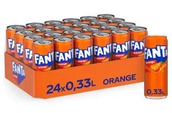24er Pack Fanta Orange Dosen, 0,33 Liter, in orangefarbener Verpackung