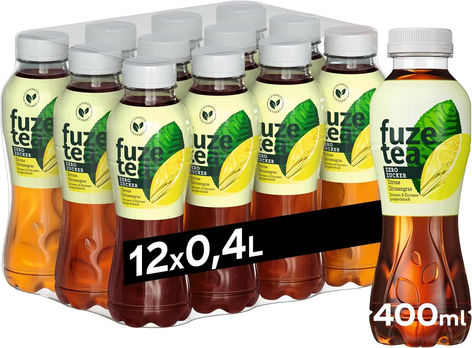 Fuze Tea Zero Eistee Schwarzer Tee Zitrone-Zitronengras (12x400ml)