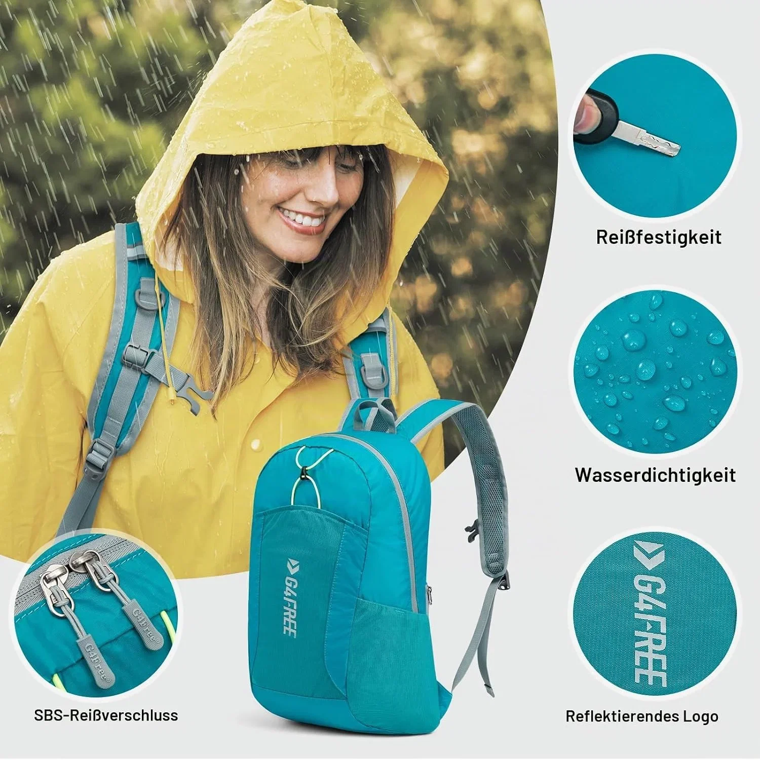 G4Free Faltbarer Leichter Rucksack 25L Unisex Tagesrucksack Kleiner Reiserucksack Wanderrucksack Trekkingrucksack Wasser B0CQY96TSR 7