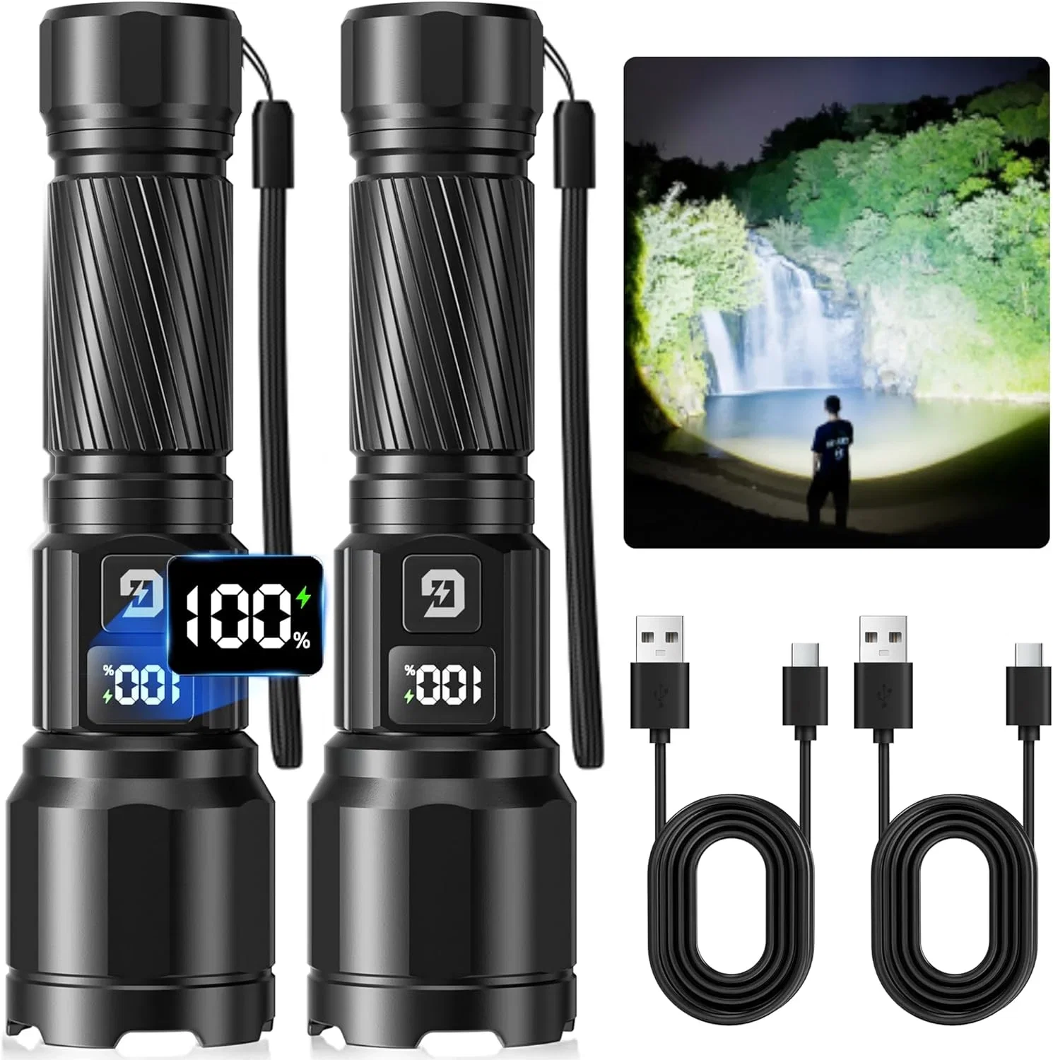 2 X GEARLITE Taschenlampen LED Aufladbar, 6000LM (LED Aufladbar, 6000LM)